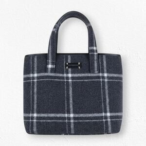 Pendleton Black Wool Plaid Mini Tote Structured Handbag Zipper Top Mini Purse